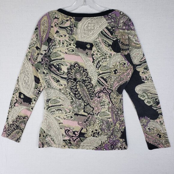 Elegantissimo Firenze Knit Pullover Top Silk Wool Cashmere Paisley Beaded sz XL - Picture 6 of 11